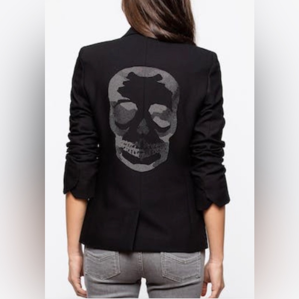 Zadig & Voltaire, Vedy Skull Shiny Strass Wool Blazer, Size: 36, Color: Black